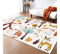 Morbuy Tapis de Salon Poils Ras, Enfant Dessin animé Tapis de Couloir, Chambre Décor Tapis Antidérapant, Tapis Moderne Grand pour Coucher Bureau Hôtel (100x120cm,Forêt)