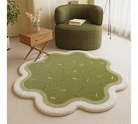 Morbuy Tapis Fleurs Doux Moelleux pour Chambre d'enfant, Tapis Shaggy en Forme de Marguerite, Antidérapant Rond Tapis de Décoration Nordique pour Chambre à Coucher, Salon (140cm,Avocat Vert)