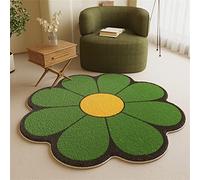 Morbuy Tapis Fleurs Doux Moelleux pour Chambre d'enfant, Tapis Shaggy en Forme de Marguerite, Antidérapant Rond Tapis de Décoration Nordique pour Chambre à Coucher, Salon (120cm,Vert Foncé 1)
