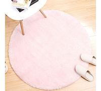 Morbuy Tapis Rond Lavable 80cm/100 cm Tapis en Peluche Interieur Anti Slip Chambre à Coucher Salon Tapis d'Entrée Absorbant Antidérapant Ménage Rug Salle Couloir (80cm, Rose)