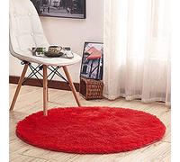 Morbuy Tapis Rond Lavable 80cm/100cm/120cm/160cm/200cm, Interieur Shaggy Anti Slip Chambre à Coucher Salon Tapis d'Entrée Absorbant Antidérapant Imprimé Ménage Rug Salle Couloir (Rouge,120cm)