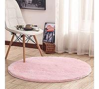 Morbuy Tapis Rond Lavable 80cm/100cm/120cm/160cm/200cm, Interieur Shaggy Anti Slip Chambre à Coucher Salon Tapis d'Entrée Absorbant Antidérapant Imprimé Ménage Rug Salle Couloir (Rose,120cm)