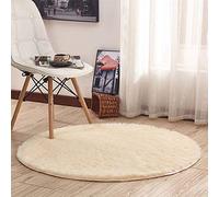 Morbuy Tapis Rond Lavable 80cm/100cm/120cm/160cm/200cm, Interieur Shaggy Anti Slip Chambre à Coucher Salon Tapis d'Entrée Absorbant Antidérapant Imprimé Ménage Rug Salle Couloir (Beige,80cm)