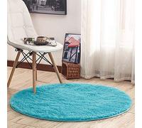 Morbuy Tapis Rond Lavable 80cm/100cm/120cm/160cm/200cm, Interieur Shaggy Anti Slip Chambre à Coucher Salon Tapis d'Entrée Absorbant Antidérapant Imprimé Ménage Rug Salle Couloir (Bleu,80cm)