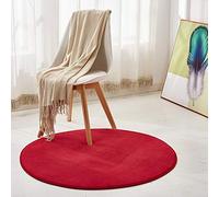 Morbuy Tapis Rond Lavable en Machine 100 cm Polaire de Corail Interieur Anti Slip Chambre à Coucher Salon Tapis d'Entrée Absorbant Antidérapant Nouveau Imprimé Ménage Rug Salle Couloir (Vin Rouge)