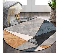 Morbuy Tapis Rond Lavable en Machine, Style Nordique Interieur Anti Slip Chambre à Coucher Salon Tapis d'Entrée Absorbant Antidérapant Tapis géométrique (Géométrie Simple,80cm)