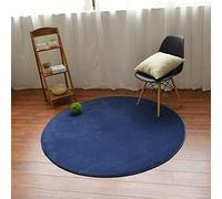 Morbuy Tapis Rond Lavable en Machine Toison de Corail Anti Slip Chambre à Coucher Salon Tapis d'Entrée Absorbant Antidérapant Coussin (100cm, Bleu Marine)