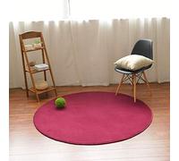 Morbuy Tapis Rond Lavable en Machine Toison de Corail Anti Slip Chambre à Coucher Salon Tapis d'Entrée Absorbant Antidérapant Coussin (50cm, vin Rouge)