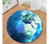 Morbuy Tapis Rond Lavable Planète Interieur Anti Slip Chambre à Coucher Salon Tapis d'Entrée Absorbant Antidérapant Nouveau Imprimé Ménage Rug Salle Couloir (100cm, La Terre)