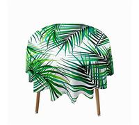 Morbuy Vert Impression de Plantes Nappes Rondes Anti Taches, Polyester Nappes Lavable et Facile d'entretien, Imperméable Nappe de Table Décoration pour Cuisine Jardin Fête (Plantes Vertes,100cm)
