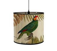 Morbuy Vintage Abat-Jour Lampe Plafond en Bambou, Abat-Jour Pliable Motif Perroquet Forêt Tropicale, pour Lampe de Chevet Lampe de Table Lampadaire Salon Chambre à Coucher (Style G)