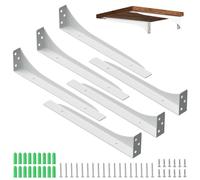 Mordx Lot de 6 Pièces de Supports d'étagère d'angle Pour Charges Lourdes, En Métal, Pour Charges Lourdes Console d'étagère 90° , Pour Montage Mural (6pcs, Blanc, 20 cm)