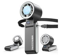 MORECORE Ventilateur portable 5000 mAh avec refroidisseur de glace, ventilateur de refroidissement rechargeable à 5 vitesses, ventilateur de cou pliable à 150°, essentiel de voyage pour croisière