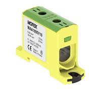 Morek MAA1095Y10 Borne de répartition 1 pôle 6-95 mm², 245 A, 1500 V, pour conducteurs Al/Cu et rail DIN TH35, vert-jaune, OTL95