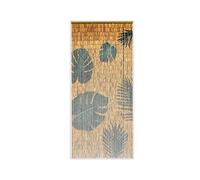 Morel – Rideau de porte Bâtonnets de bambou peints Feuilles Monstera et Palmier 90 x 200 cm Vert