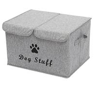 Morezi grande boîte à jouets en toile pour chien, boîte à jouets pour animaux de compagnie avec couvercle, convient pour organiser les jouets et accessoires pour chiens - Gris neige