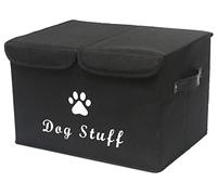 Morezi Grande boîte en toile pour jouets de chien,Boîte à jouets pour animaux de compagnie pliable avec couvercle,parfaite pour organiser les chien jouets et accessoires-Noir