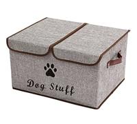 Morezi Grande boîte en toile pour jouets de chien,Boîte à jouets pour animaux de compagnie pliable avec couvercle,parfaite pour organiser les chien jouets et accessoires- Gris clair