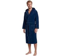 Morgenstern Peignoir de Bain Homme avec Capuche 100% Coton Éponge Velours OEKO-TEX® Robe de Chambre Long Finn Bleu Foncé XXL