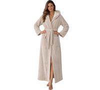 Morgenstern Peignoir Femme I Extra Long I Capuche I Robe de Chambre Pour Grandes Femmes I Beige I Medium