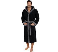 Morgenstern Peignoir Homme 100% Coton Éponge Capuche Long Noir/Gris XXL