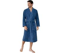 Morgenstern Peignoir Homme 100% Coton Éponge Velours Sans Capuche Kimono Lux Long Oeko-Tex Standard XXL Bleu