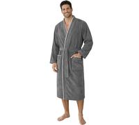 Morgenstern Peignoir Homme 100% Coton Éponge Velours Sans Capuche Kimono Lux Long Oeko-Tex Standard XXL Gris
