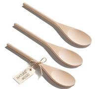 MORGLES Lot de 3 cuillères de service en bois de 25,4 cm pour mélanger, servir à long manche, sans plastique, réutilisables, anti-rayures, passent au lave-vaisselle