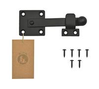 MORIA DESIGN Verrou de Porte 14 cm Noir, Fermeture rétro Aspect Fer forgé | Volet battant, portillon, entrée jardin, porte bois, grange, abri, revêtement poudré, ferrure déco, pose simple, style ancien