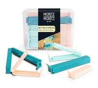 Moritz & Moritz 24 x Pince Sachet Alimentaire pour Sacs de congélation - Fermeture Sachet pour la Conversation des Aliments dans Une Boîte Transparente - 3 Couleurs (Coloré)