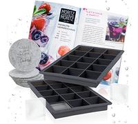 Moritz & Moritz 2x moules à glaçons carrés 15 unités - Moule à glaçons en silicone pour faire 30 glaçons carrés - 6 sous-verres & livret de recettes inclus