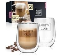 Moritz & Moritz Barista 2 x 300 ml Verres à café à double paroi - Verres à double paroi pour café, thé ou dessert - Lavables au lave-vaisselle