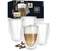 Moritz & Moritz Barista Milano 4 x 250 ml Verres à cappuccino double paroi 250 ml - Verres double paroi pour café, thé ou dessert - Passent au lave-vaisselle