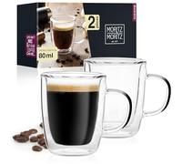 Moritz & Moritz Barista Napoli Lot de 2 verres à café à double paroi 80 ml - Verres à double paroi pour café, thé ou dessert - Passe au lave-vaisselle