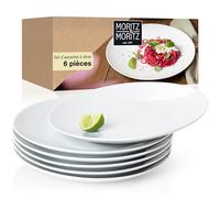 Moritz & Moritz BASIC Set d'assiettes à manger 6 personnes moderne - Ø 27 cm - Vaisselle en porcelaine de haute qualité Set - Assiettes plates parfaites comme assiettes à manger et vaisselle de table