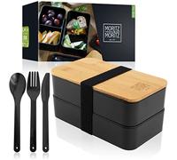 Moritz & Moritz Bento Lunch Box Noir - Boite Repas japonais pour Adultes et Enfants - Lunch Box compartimentée - Lunchbox idéale pour le Travail, l'Ecole et les Déplacements