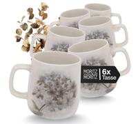 Moritz & Moritz BLOSSOM Lot de 6 tasses à café, en porcelaine, au motif floral, volume : 380 ml, idéales pour le café, le thé, le cappuccino, etc. Passe au lave-vaisselle et au micro-ondes
