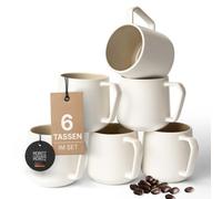 Moritz & Moritz CAVO Lot de 6 tasses à café Sable - env. 500 ml en grès de qualité supérieure - Design élégant avec anse - Tasses avec poignée pour café, thé, chocolat chaud, cappuccino