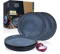Moritz & Moritz Ensemble de 6 Assiettes a Dessert bleues - Assiette à gâteau pour 6 personnes - Porcelaine lavable au lave-vaisselle et au micro-ondes