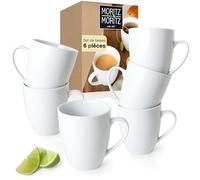 Moritz & Moritz Lot de 6 Tasses a Cafe avec Anse en Porcelaine Blanche - env. 300 ml - Mugs Elegants pour Cafe, The, Cappuccino - Serie Basic