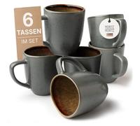 Moritz & Moritz Lot de 6 tasses à café bio - Ensemble de tasses à café beige en grès robuste avec dégradé de couleur unique - Ensemble de tasses passe au lave-vaisselle