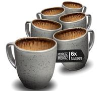 Moritz & Moritz Lot de 6 tasses à café organiques - Ensemble de tasses à café beige en grès robuste avec dégradé de couleur unique - Ensemble de tasses résistant au lave-vaisselle