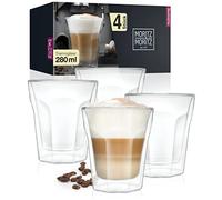 Moritz & Moritz lot de Verre 4 x 280 ml Verres à Double Paroi 280ml - Grand Verre à eau original pour café, thé, long drinks ou dessert - Lavable en machine
