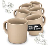 Moritz & Moritz NORDIC Lot de 6 tasses à café - Beige - Environ 300 ml - En grès de qualité supérieure - Design élégant avec anse - Pour café, thé, chocolat chaud, cappuccino