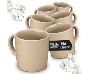 Moritz & Moritz NORDIC Lot de 6 tasses à café - Beige - Environ 300 ml - En grès de qualité supérieure - Design élégant avec anse - Pour café, thé, chocolat chaud, cappuccino