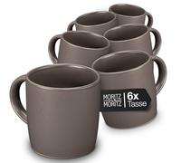 Moritz & Moritz NORDIC Lot de 6 tasses à café - Gris - Environ 300 ml - En grès de qualité supérieure - Design élégant avec anse - Pour café, thé, chocolat chaud, cappuccino