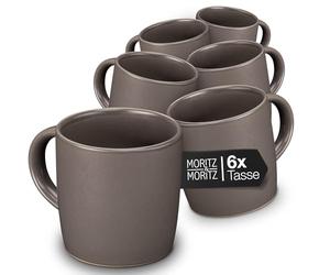 Moritz & Moritz NORDIC Lot de 6 tasses à café - Gris - Environ 300 ml - En grès de qualité supérieure - Design élégant avec anse - Pour café, thé, chocolat chaud, cappuccino