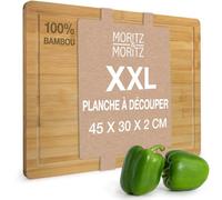 Moritz & Moritz Planche à découper en bambou 45 x 30 x 1,9 cm - Grande planche à découper en bambou avec rigole pour le jus