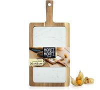 Moritz & Moritz Planche de Service en Bois avec Une Plaque en marbre - Plateau à Fromage en Acacia pour présenter et Servir Le Fromage, Le Poisson, la Viande et Plus Encore