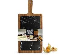 Moritz & Moritz Planche de service en bois avec une plaque en marbre - Plateau à fromage en acacia pour présenter et servir le fromage, le poisson, la viande et plus encore